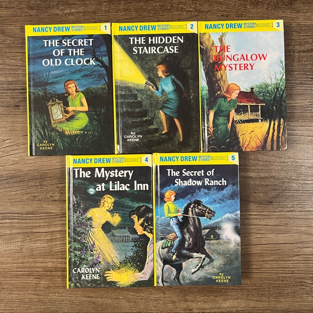 Vintage Nancy Drew Mystery #1- #5 Flashlight‎ Hardback Carolyn Keene